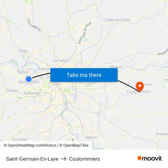Saint-Germain-En-Laye to Coulommiers map