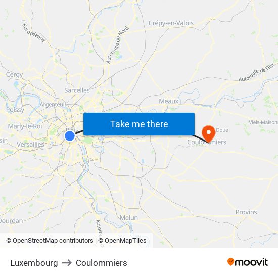 Luxembourg to Coulommiers map