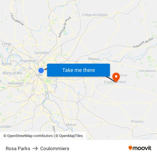 Rosa Parks to Coulommiers map