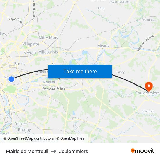 Mairie de Montreuil to Coulommiers map