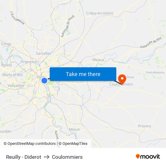 Reuilly - Diderot to Coulommiers map