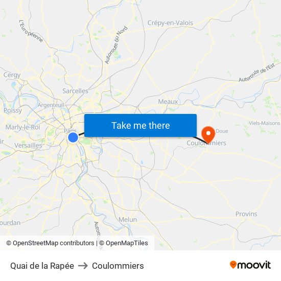 Quai de la Rapée to Coulommiers map