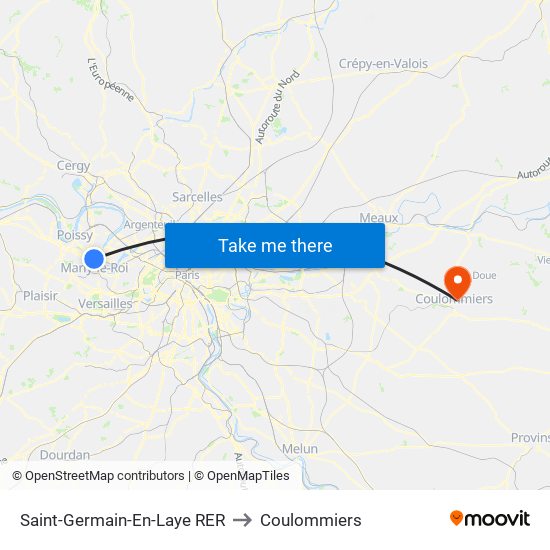 Saint-Germain-En-Laye RER to Coulommiers map