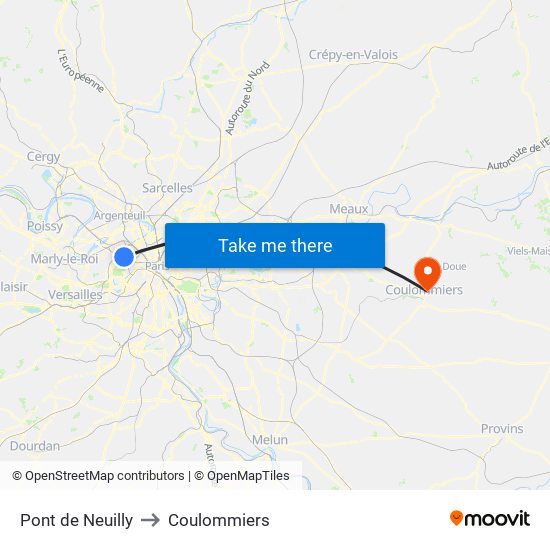 Pont de Neuilly to Coulommiers map
