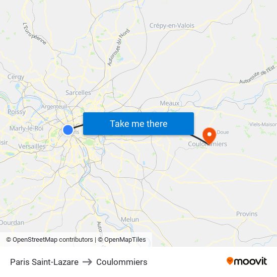Paris Saint-Lazare to Coulommiers map