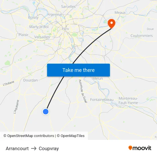 Arrancourt to Coupvray map