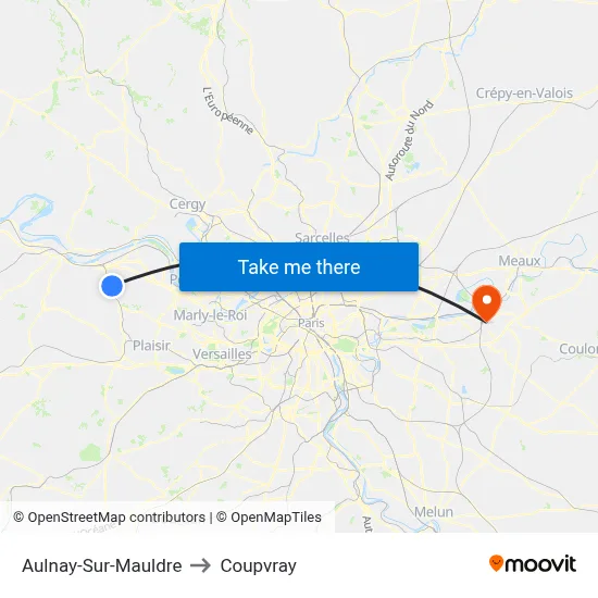 Aulnay-Sur-Mauldre to Coupvray map