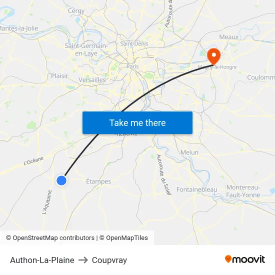 Authon-La-Plaine to Coupvray map