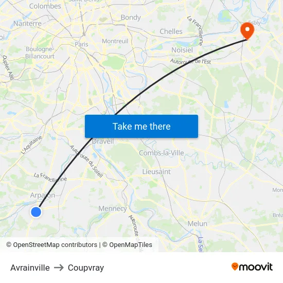 Avrainville to Coupvray map