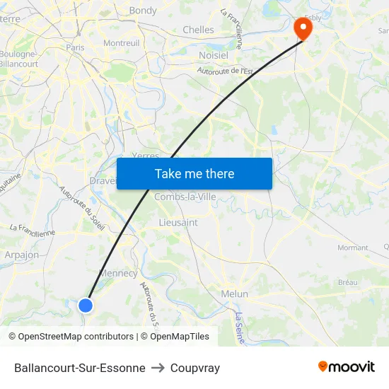 Ballancourt-Sur-Essonne to Coupvray map