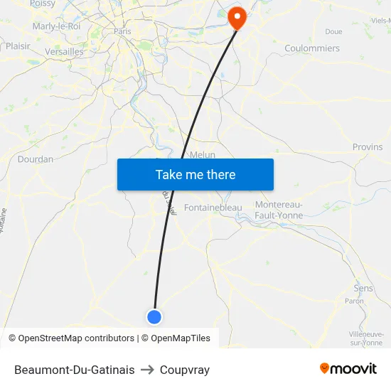 Beaumont-Du-Gatinais to Coupvray map
