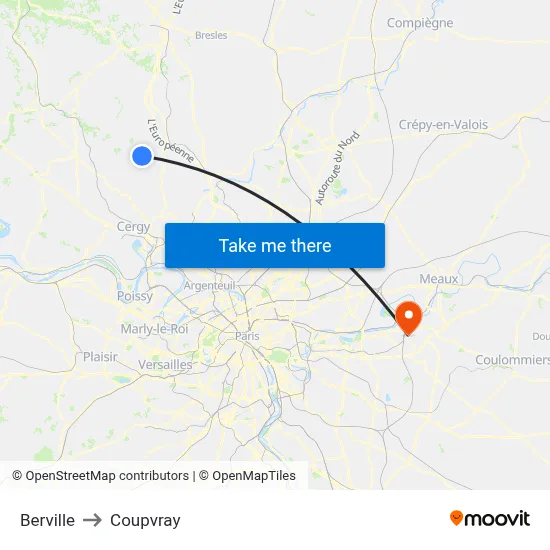 Berville to Coupvray map