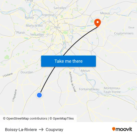 Boissy-La-Riviere to Coupvray map
