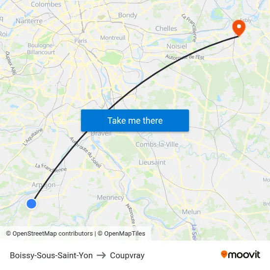 Boissy-Sous-Saint-Yon to Coupvray map