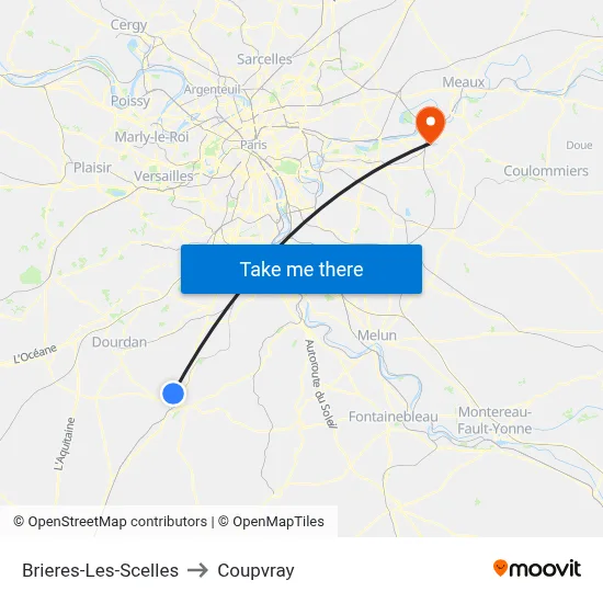 Brieres-Les-Scelles to Coupvray map