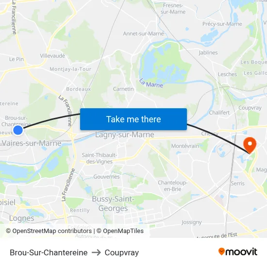 Brou-Sur-Chantereine to Coupvray map