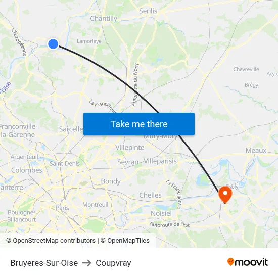 Bruyeres-Sur-Oise to Coupvray map