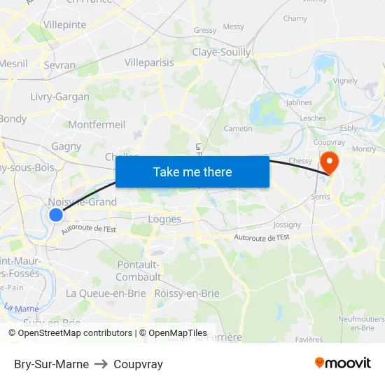 Bry-Sur-Marne to Coupvray map
