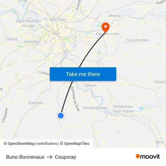 Buno-Bonnevaux to Coupvray map