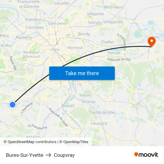 Bures-Sur-Yvette to Coupvray map