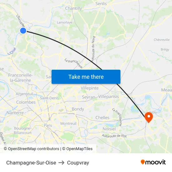Champagne-Sur-Oise to Coupvray map