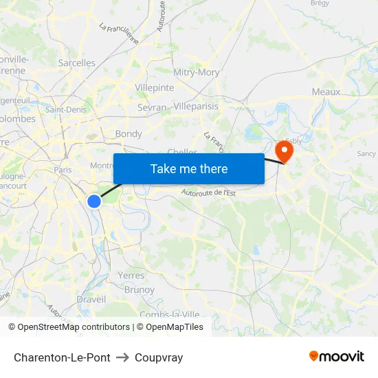 Charenton-Le-Pont to Coupvray map
