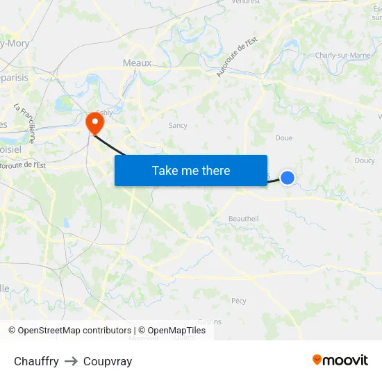 Chauffry to Coupvray map