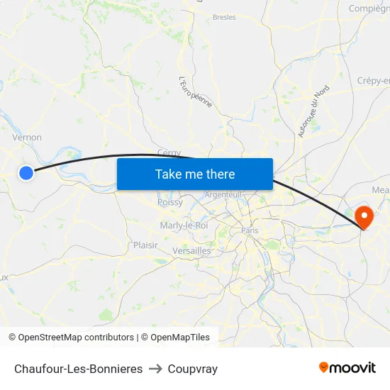 Chaufour-Les-Bonnieres to Coupvray map