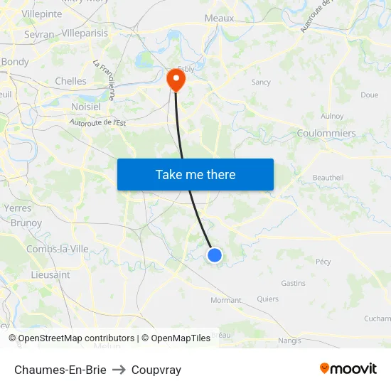 Chaumes-En-Brie to Coupvray map