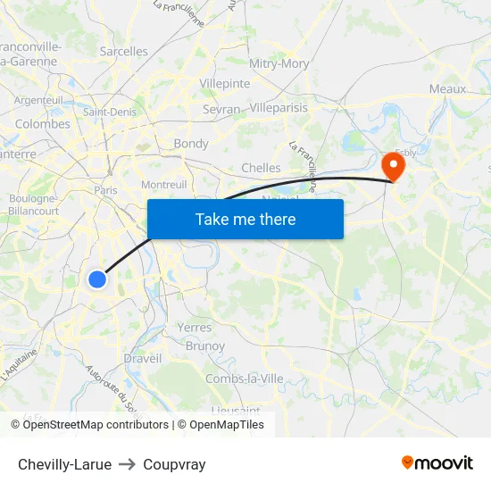 Chevilly-Larue to Coupvray map