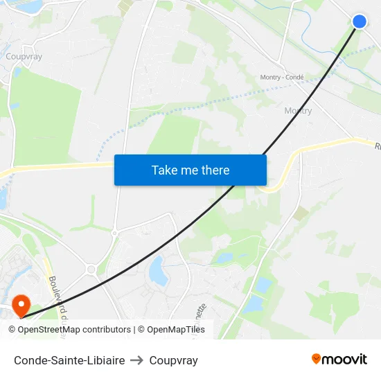 Conde-Sainte-Libiaire to Coupvray map