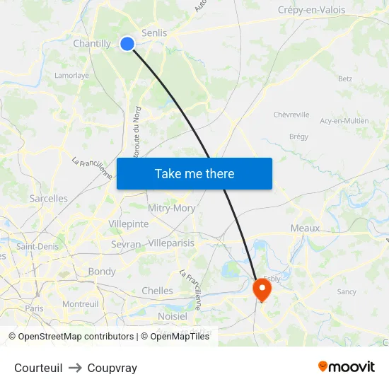 Courteuil to Coupvray map