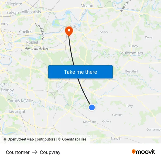Courtomer to Coupvray map