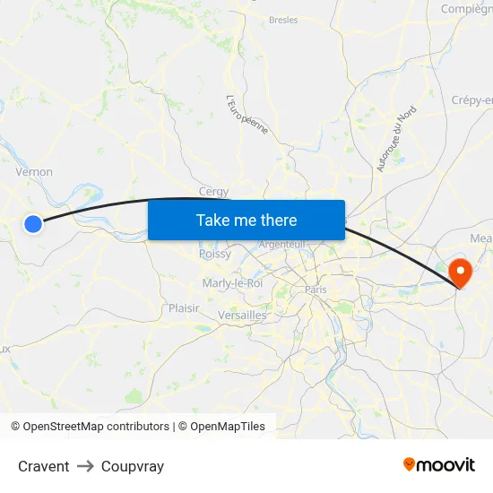 Cravent to Coupvray map
