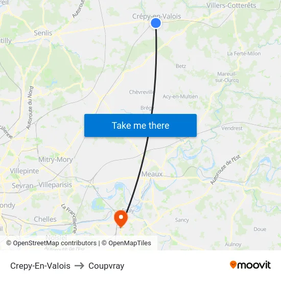 Crepy-En-Valois to Coupvray map