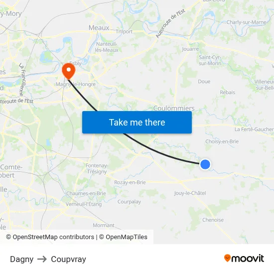 Dagny to Coupvray map