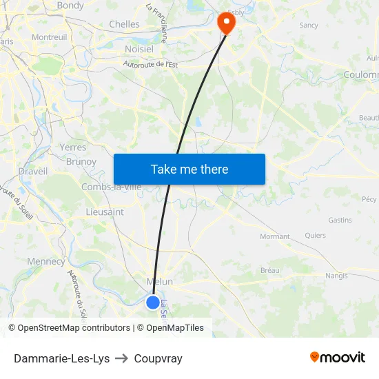 Dammarie-Les-Lys to Coupvray map
