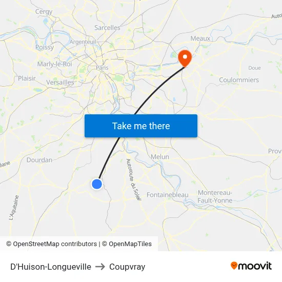 D'Huison-Longueville to Coupvray map