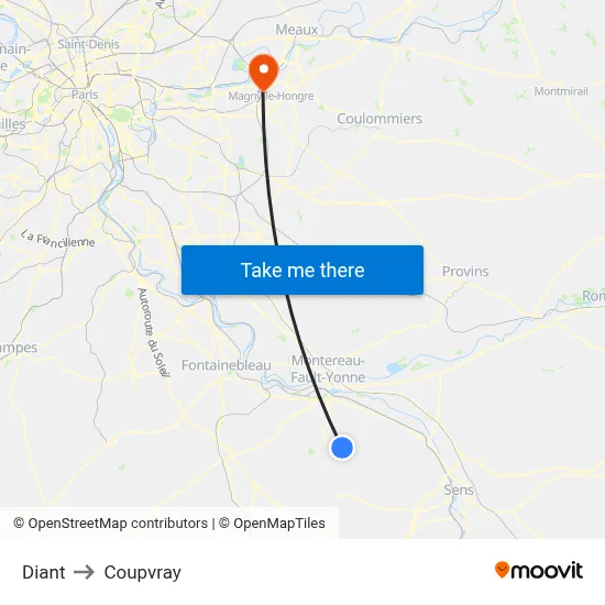 Diant to Coupvray map