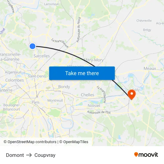 Domont to Coupvray map