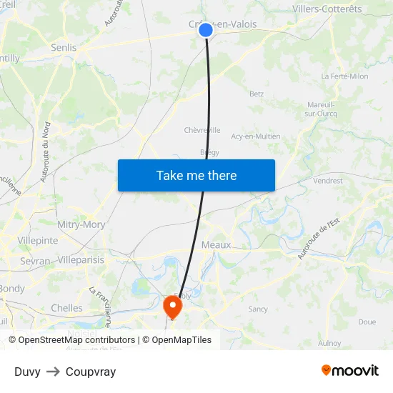 Duvy to Coupvray map