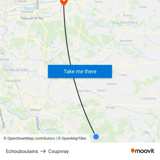 Echouboulains to Coupvray map