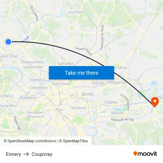 Ennery to Coupvray map