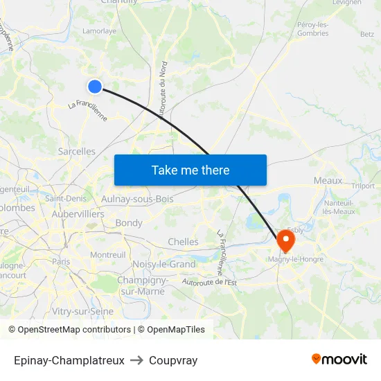 Epinay-Champlatreux to Coupvray map