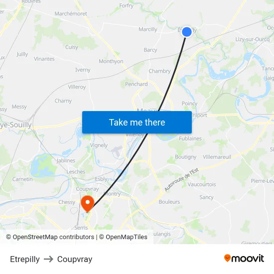 Etrepilly to Coupvray map
