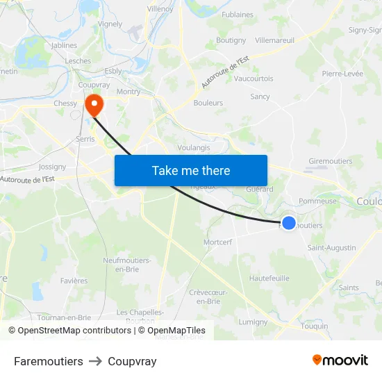 Faremoutiers to Coupvray map
