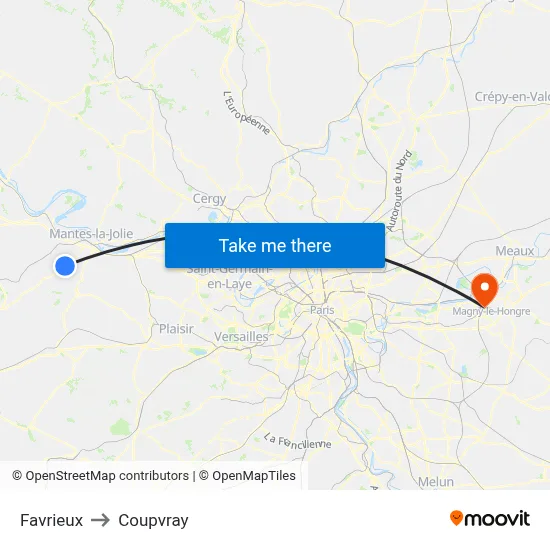 Favrieux to Coupvray map