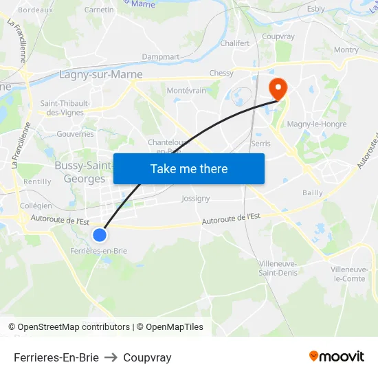 Ferrieres-En-Brie to Coupvray map