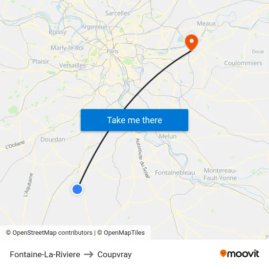 Fontaine-La-Riviere to Coupvray map