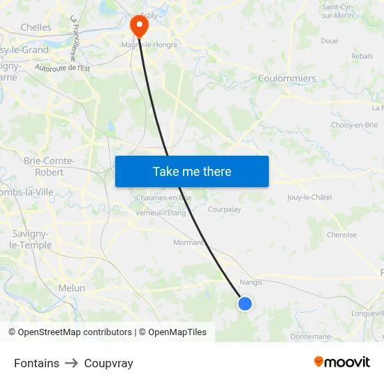 Fontains to Coupvray map